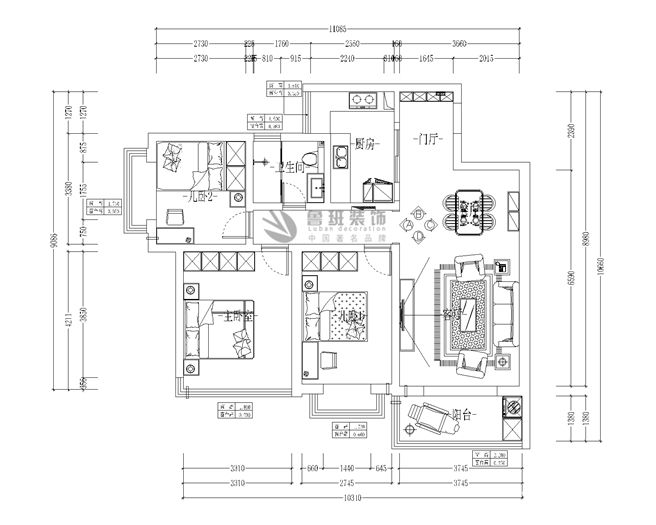 西安丹軒梓園115㎡三居室美式風格裝修效果圖-金小磊設計作品1 西安丹軒梓園115㎡三居室美式風格裝修效果圖-金小磊設計作品1